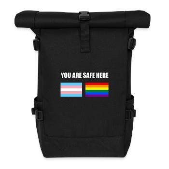 Sie sind hier sicher LGBT Sign Flaggen - Rolltop Rucksack - Schwarz - Vorne