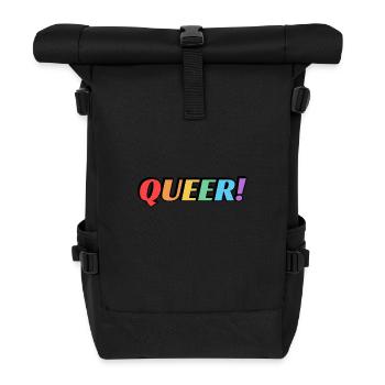 Texte arc-en-ciel queer - Sac à dos roll top - noir - Devant