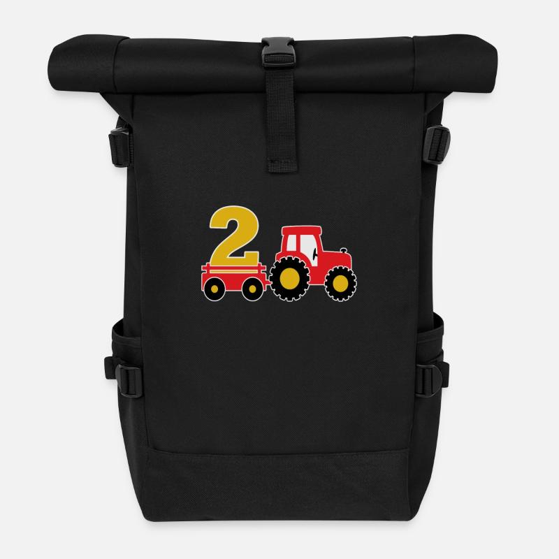 2 Jahre alt und LKW - Rolltop Rucksack - Schwarz