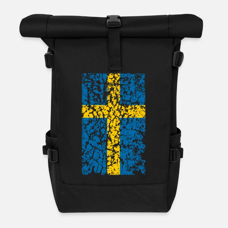 Schweden Vintage - Rolltop Rucksack - Schwarz
