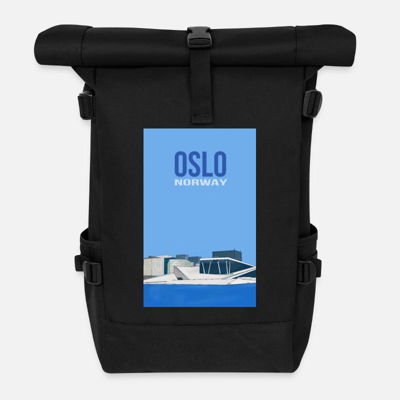 Oslo Norwegen - Rolltop Rucksack - Schwarz