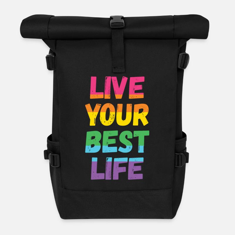 LGBT Pride Month - Lebe dein bestes Leben - Rolltop Rucksack - Schwarz