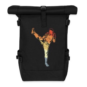 Vintage Kickboxing Girl - Roll Top Backpack - black - Front