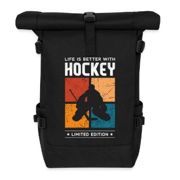 Life is better with Hockey - Rolltop Rucksack - Schwarz - Vorne