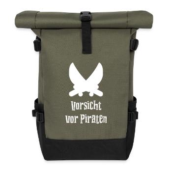 Méfiez-vous des pirates - Sac à dos roll top - olive/noir - Devant