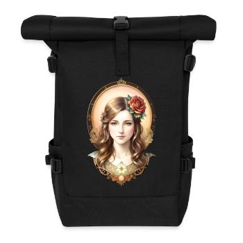 Art Nouveau Woman with Rose - Vintage Portrait - Roll Top Backpack - black - Front