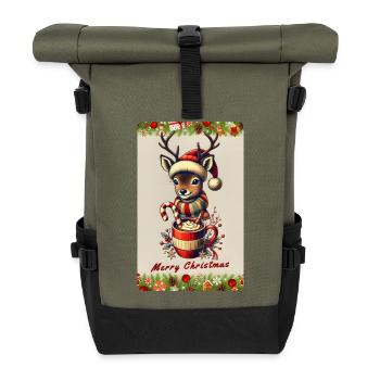 Christmas venison with hot chocolate - Roll Top Backpack - olive/black - Front