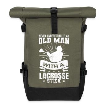 Lacrosse Player Grandpa - Roll Top Backpack - olive/black - Front