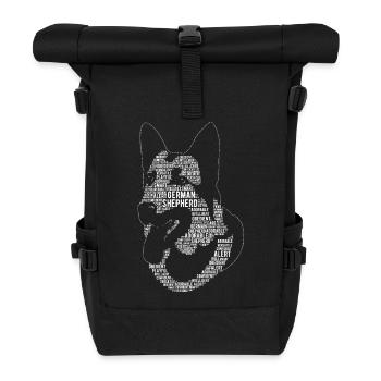 German Shepherd Word Art Gift - Roll Top Backpack - black - Front