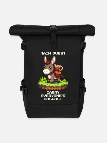 Esel Quest: Ballast tragen - Rolltop Rucksack - Schwarz