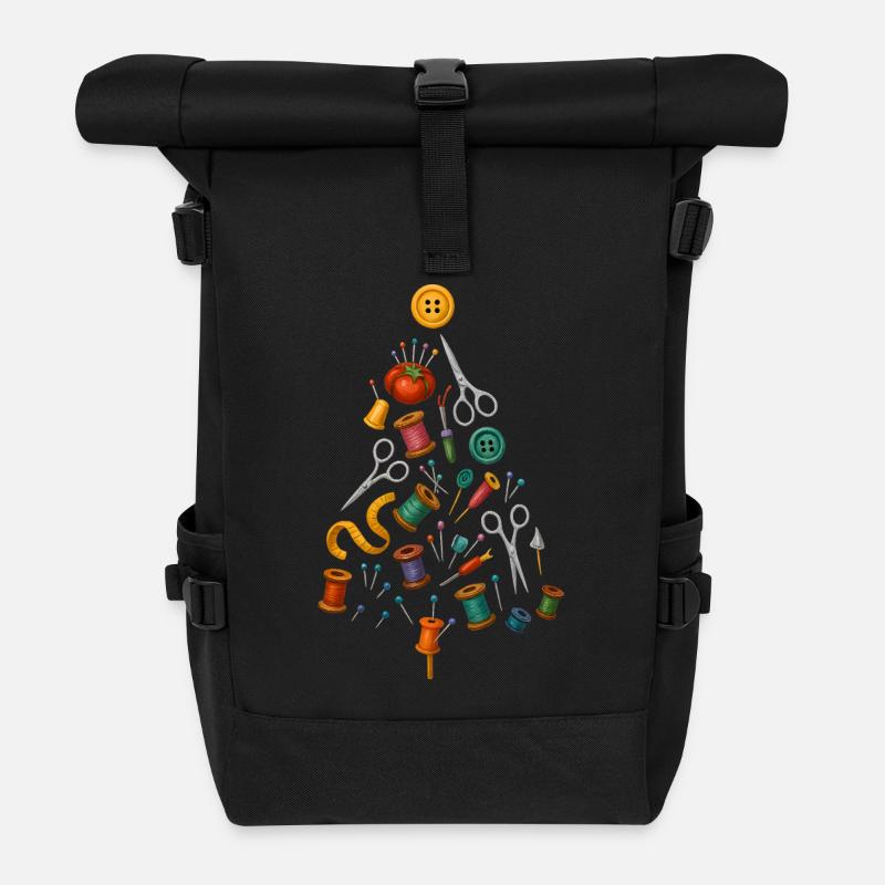 Näh Weihnachtsbaum Design - Rolltop Rucksack - Schwarz