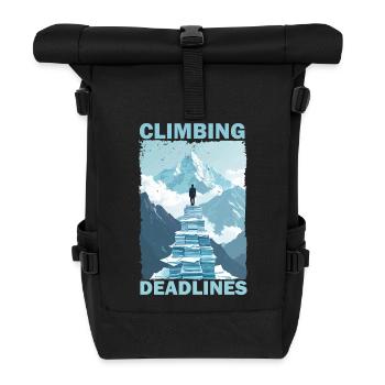 Deadlines erklimmen – Lustiger Berg der Büroauslastung - Rolltop Rucksack - Schwarz - Vorne