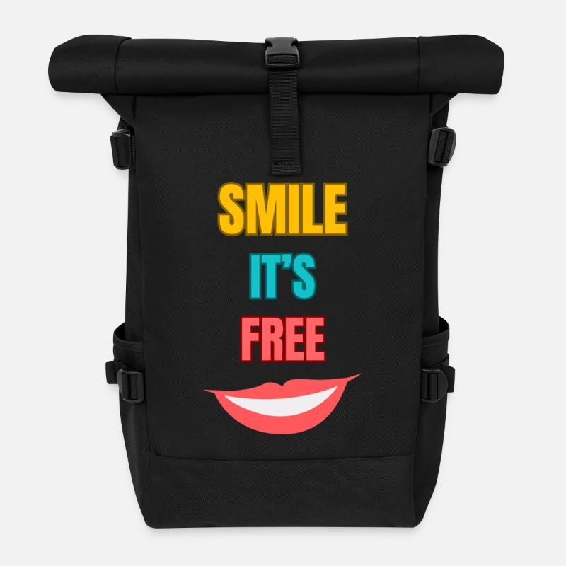 Smile sa typographie gratuite - Sac à dos roll top - noir
