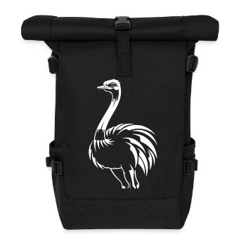 Noir Blanc Emu Strauss Strauss Silhouette vecteur - Sac à dos roll top - noir - Devant