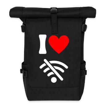 I love Offline - Digital Detox without Wifi - Roll Top Backpack - black - Front