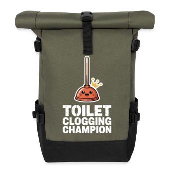 Champion du bouchon des toilettes Klo Humour - Sac à dos roll top - olive/noir - Devant