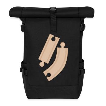 Wooden Curves Puzzle Pattern Rails - Roll Top Backpack - black - Front