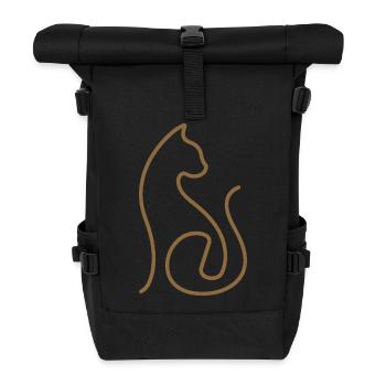 Katze Linienkunst Katzen Design - Rolltop Rucksack - Schwarz - Vorne