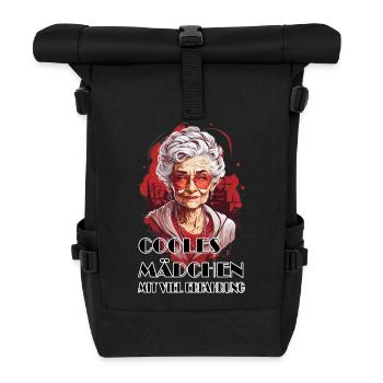 Oma mit Stil: Viel Erfahrung - Rolltop Rucksack - Schwarz - Vorne