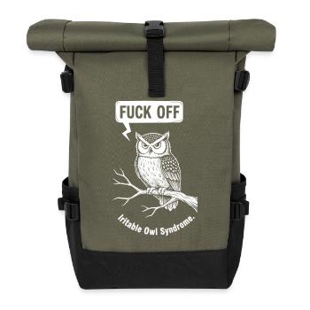 Wicked Owl Syndicate Emblem - Rolltop Rucksack - Olive/Schwarz - Vorne