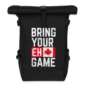 Bring dein Eh-Spiel mit - Rolltop Rucksack - Schwarz - Vorne