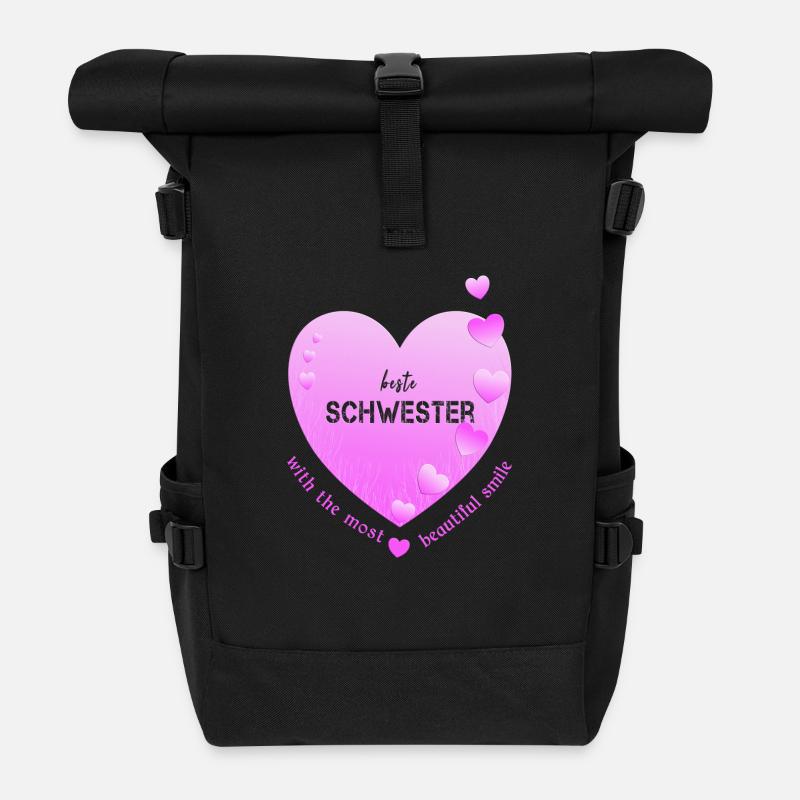 beste Schwester - Rolltop Rucksack - Schwarz