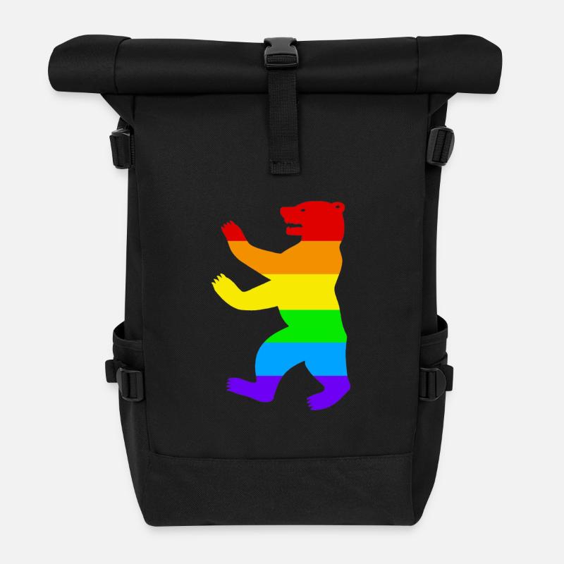 Ours de Berlin / Ours de la fierté / Arc-en-ciel - Sac à dos roll top - noir
