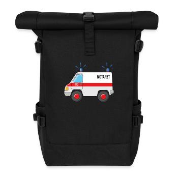 Voiture d’urgence avec feux bleus - Sac à dos roll top - noir - Devant