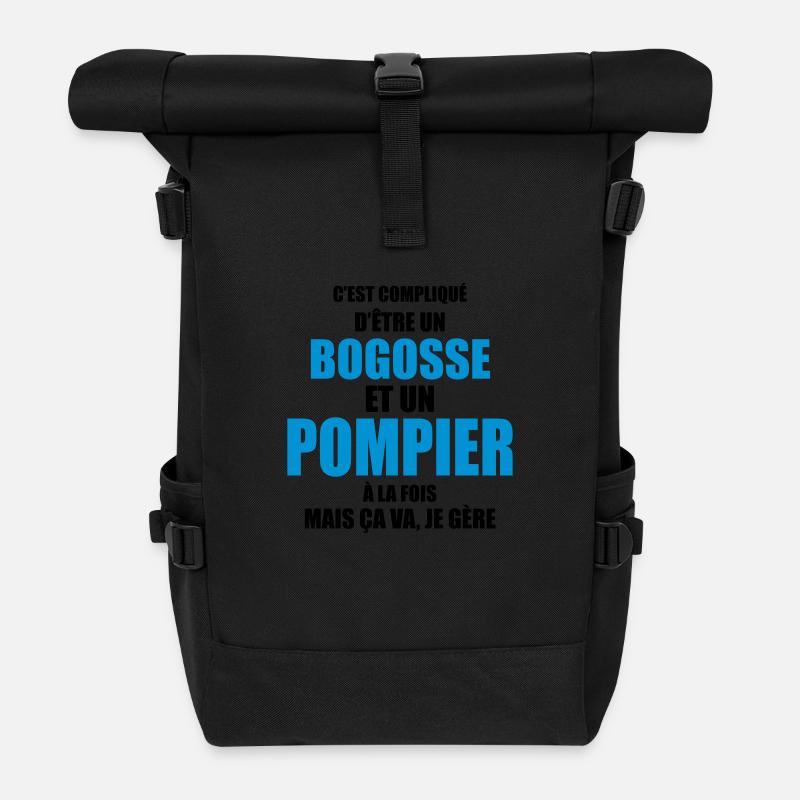 c'est compliqué d'être un bogosse et pompier - Sac à dos roll top - noir