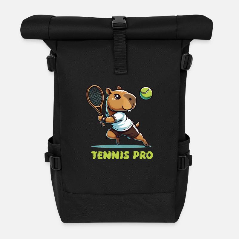 Capybara Comic Tennis - Rolltop Rucksack - Schwarz
