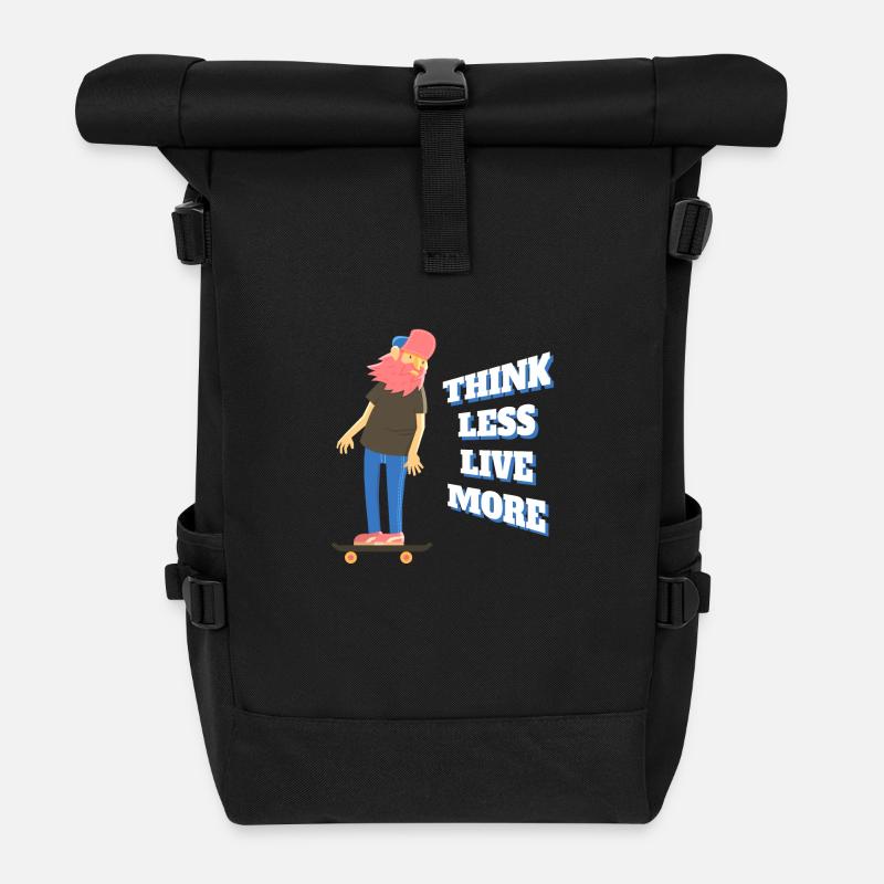 Weniger denken, mehr leben - Rolltop Rucksack - Schwarz