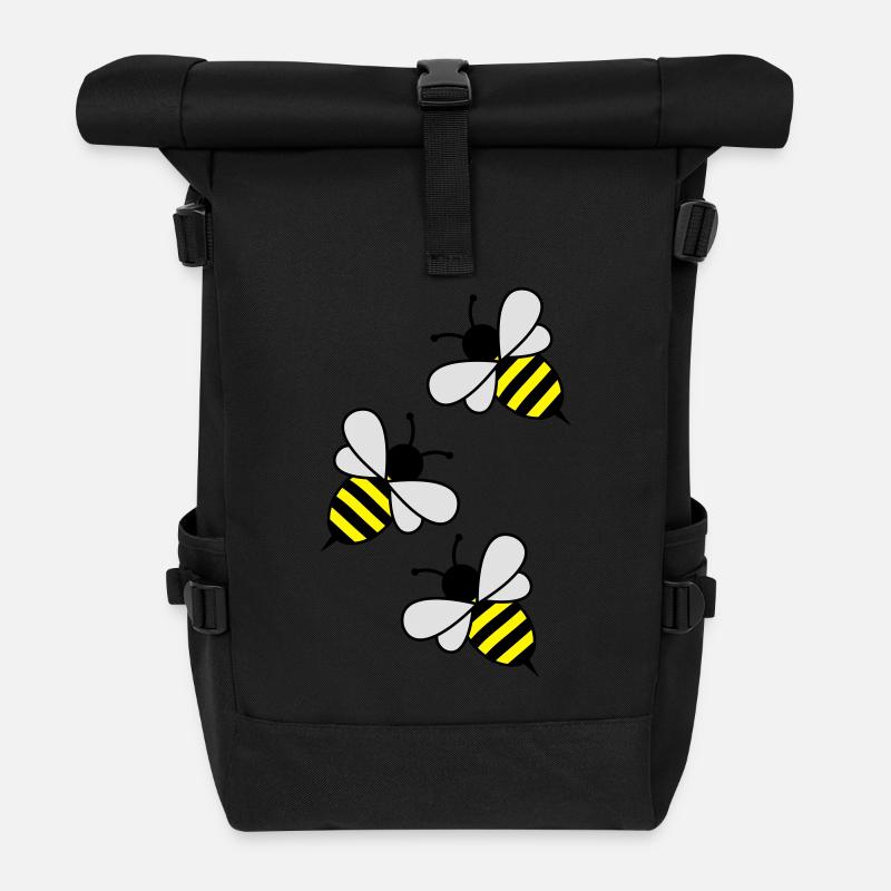 bees - Rolltop Rucksack - Schwarz