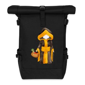 Münchner Kindl mit Maske und Einkaufskorb - Rolltop Rucksack - Schwarz - Vorne