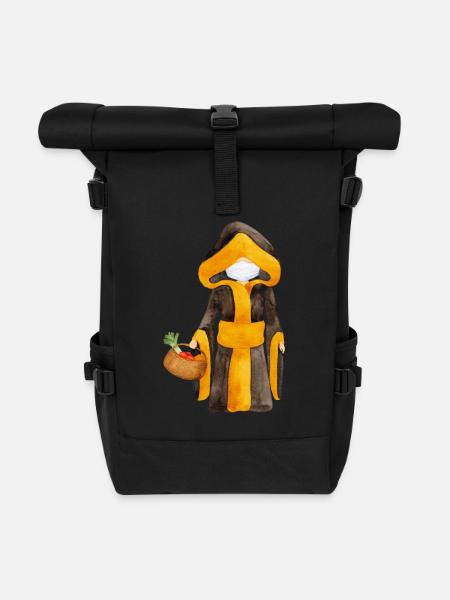 Münchner Kindl mit Maske und Einkaufskorb - Rolltop Rucksack - Schwarz