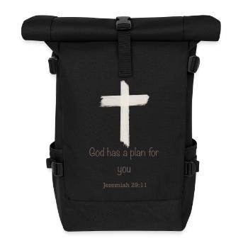 God has a plan for you Kreuz Christ Glaube - Rolltop Rucksack - Schwarz - Vorne