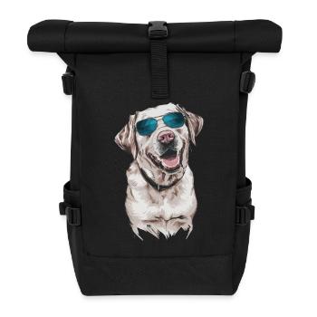 Labrador mit Sonnenbrille - Rolltop Rucksack - Schwarz - Vorne