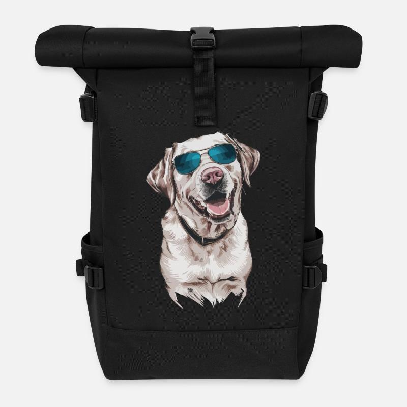 Labrador mit Sonnenbrille - Rolltop Rucksack - Schwarz