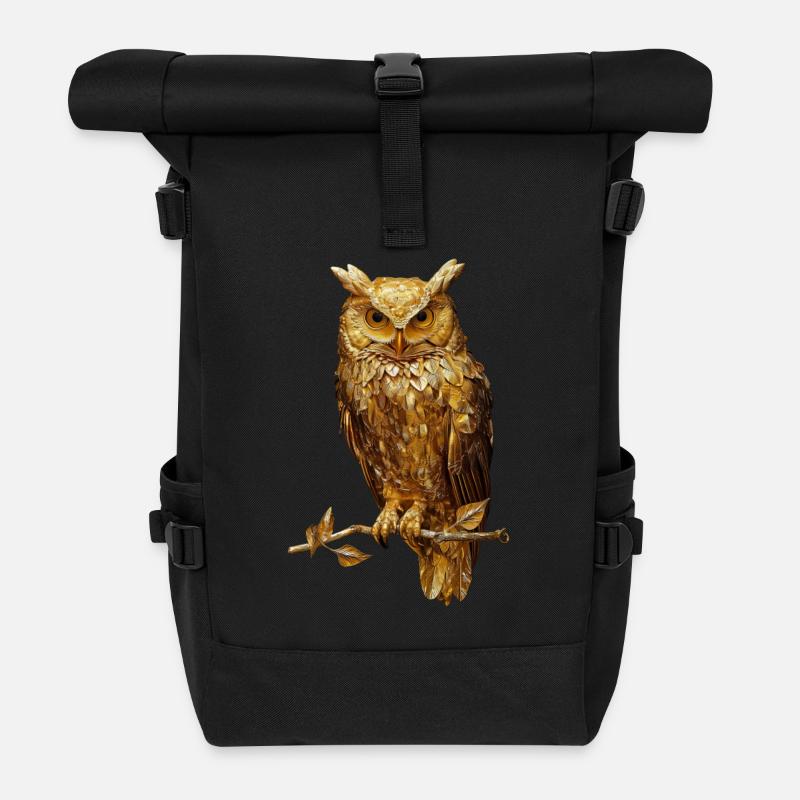 Eule - Rolltop Rucksack - Schwarz