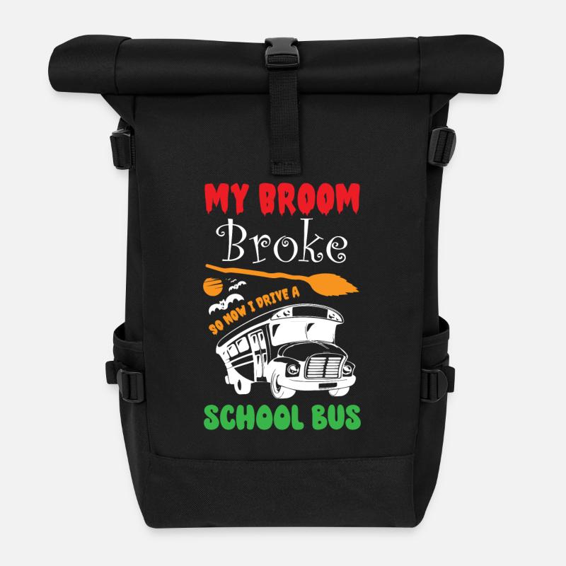 Funny Witch School Bus Driver Halloween - Rolltop Rucksack - Schwarz