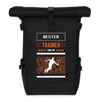Bester Squash Trainer Squashtrainer Training - Rolltop Rucksack - Schwarz - Vorne