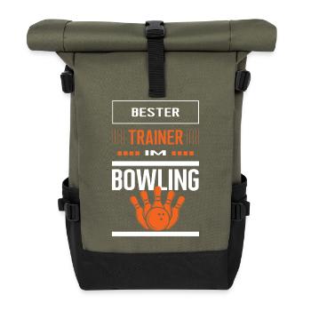 Bester Bowling Trainer Bowlingtrainer Training - Rolltop Rucksack - Olive/Schwarz - Vorne