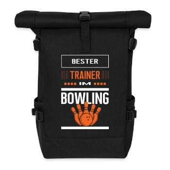 Bester Bowling Trainer Bowlingtrainer Training - Rolltop Rucksack - Schwarz - Vorne