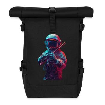 Astronaut Querflöte - Rolltop Rucksack - Schwarz - Vorne