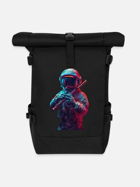 Astronaut Querflöte - Rolltop Rucksack - Schwarz