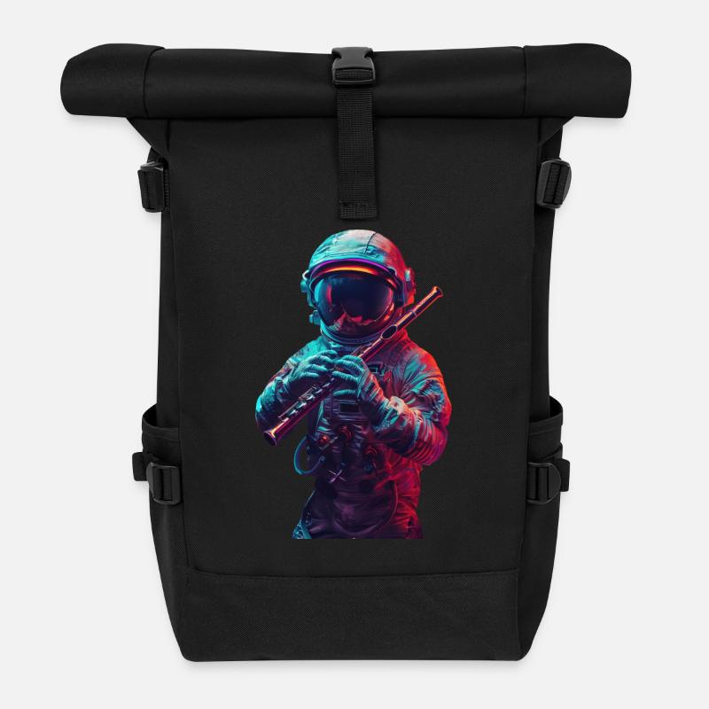 Astronaut Querflöte - Rolltop Rucksack - Schwarz