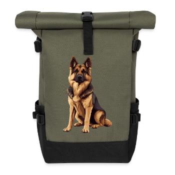 German Shepherd - Roll Top Backpack - olive/black - Front