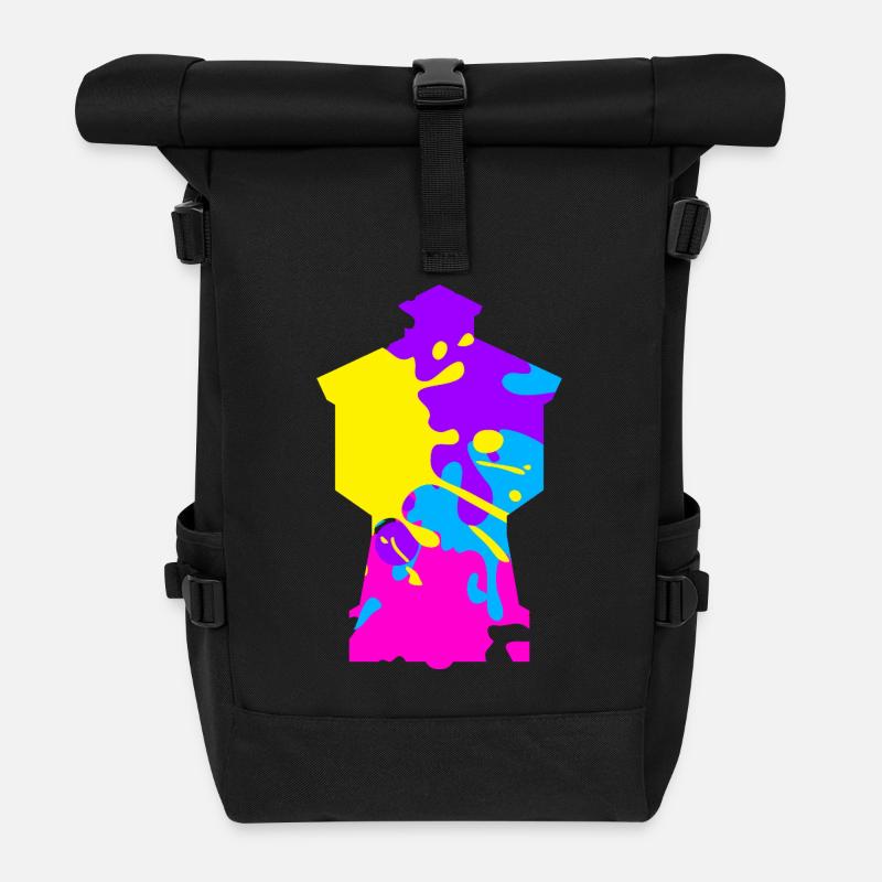 Wasserturm Langeoog bunt - Rolltop Rucksack - Schwarz
