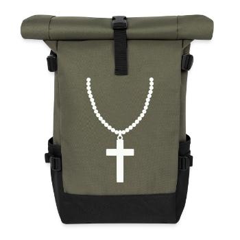 Chaîne croisée 1 - Sac à dos roll top - olive/noir - Devant