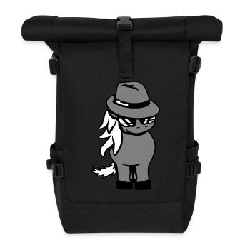 Pferd Gangster Hut Sonnenbrille Verbrecher Cool - Rolltop Rucksack - Schwarz - Vorne