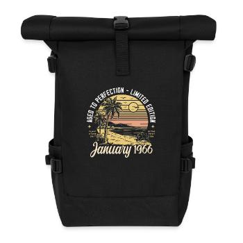 1966 Geburtstag Januar 1966 - Geschenk Januar 1966 - Rolltop Rucksack - Schwarz - Vorne